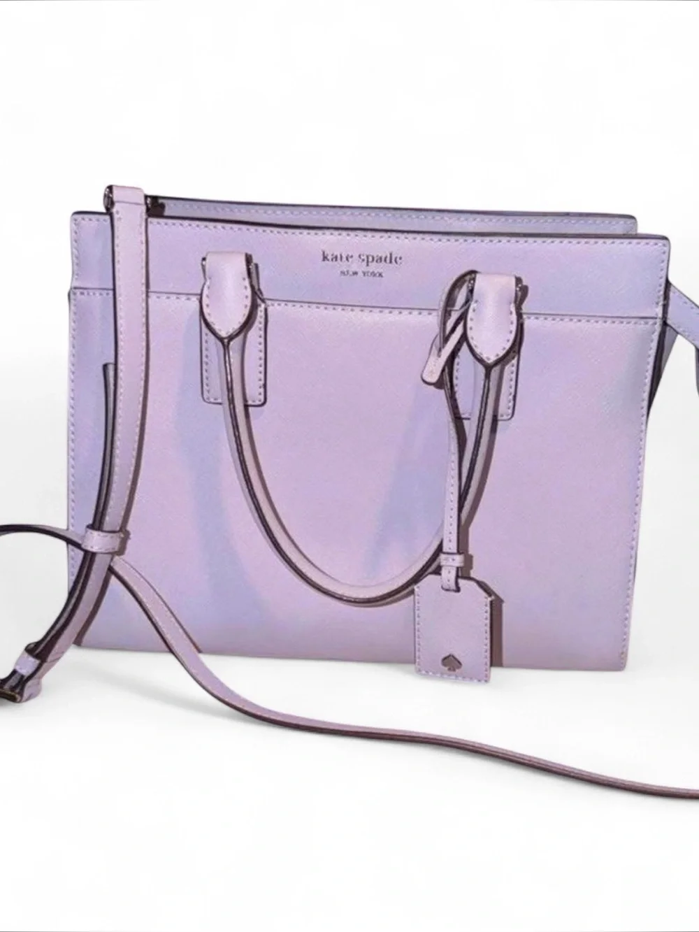 Kate Spade New York Cameron medium leather satchel bag in lilac purple